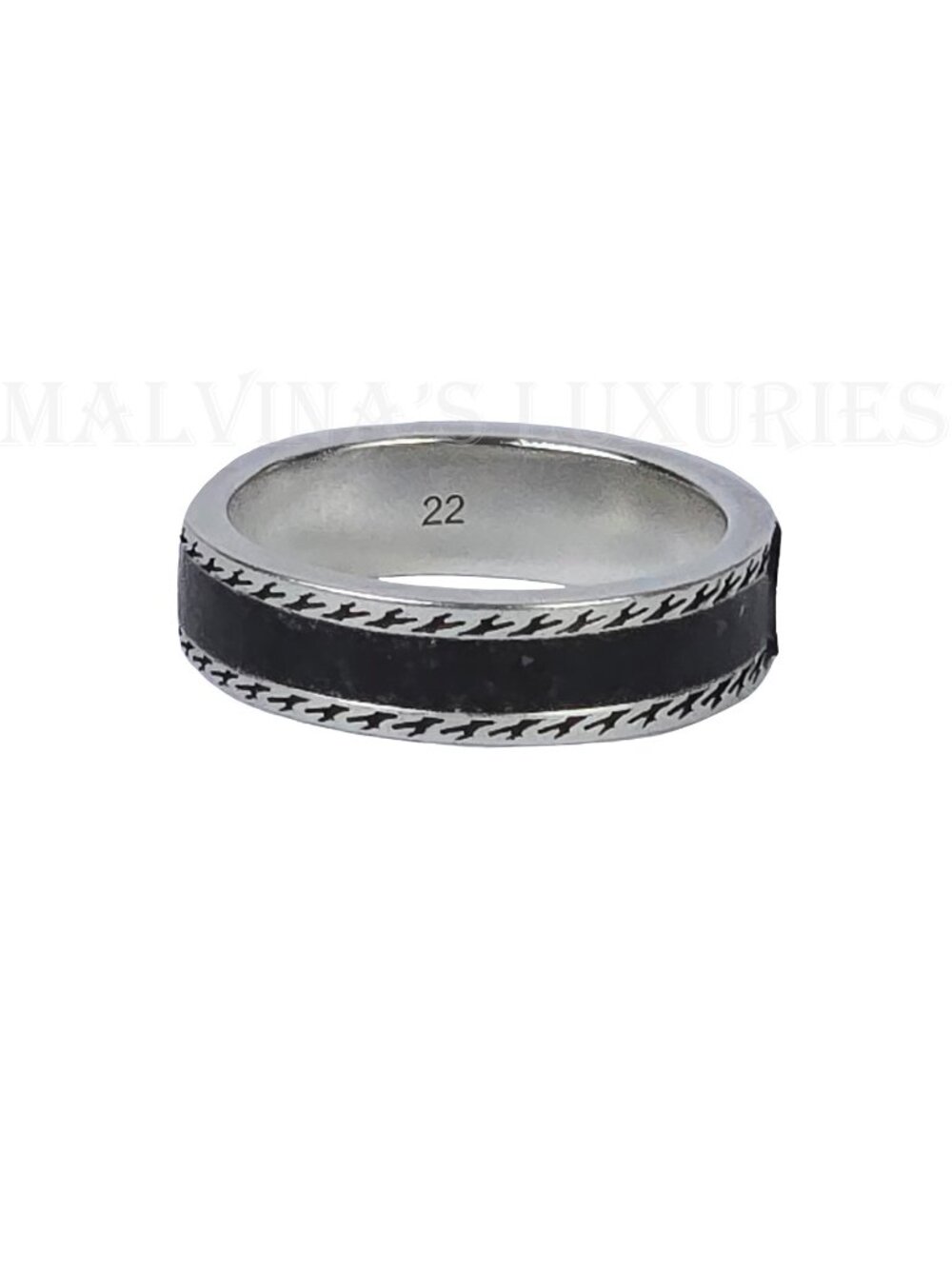 GUCCI RING STERLING SILVER w BLACK ENAMEL INTERLOCKING GG LOGO sz 22 US 10 - Picture 13 of 16